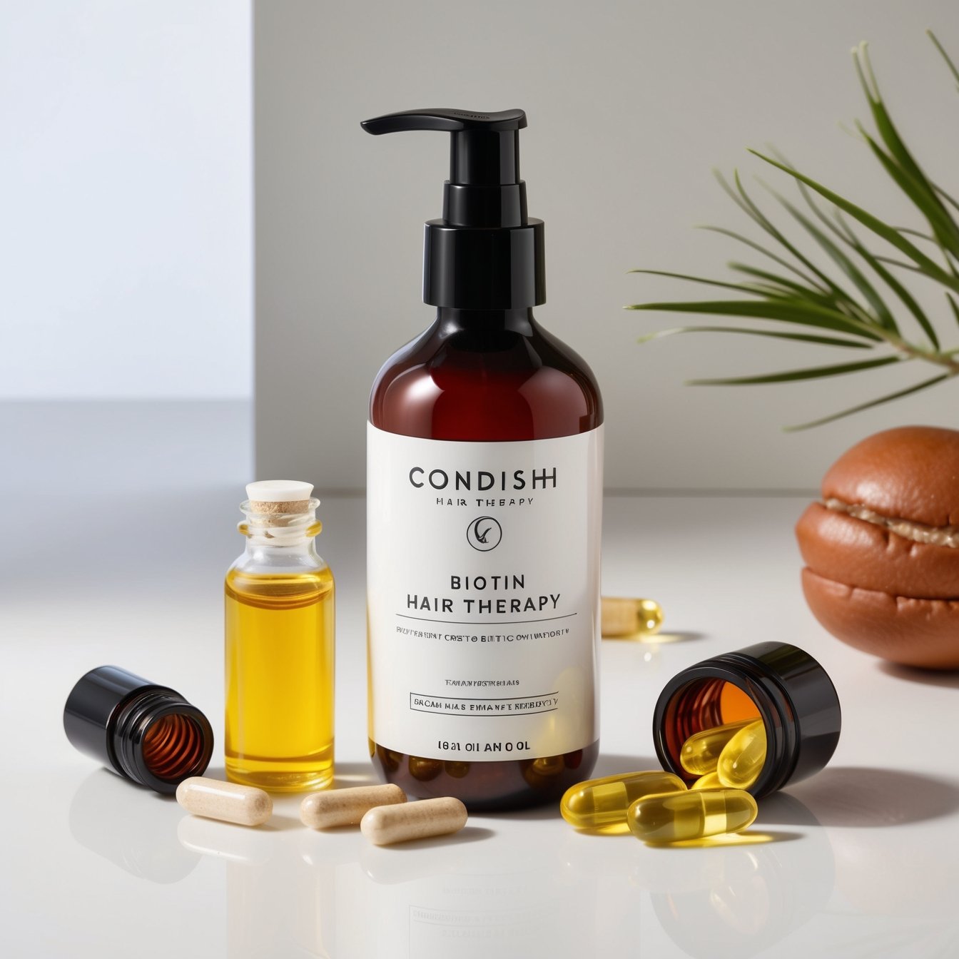  showing a bottle of Condish Hair Therapy with key ingredients like biotin