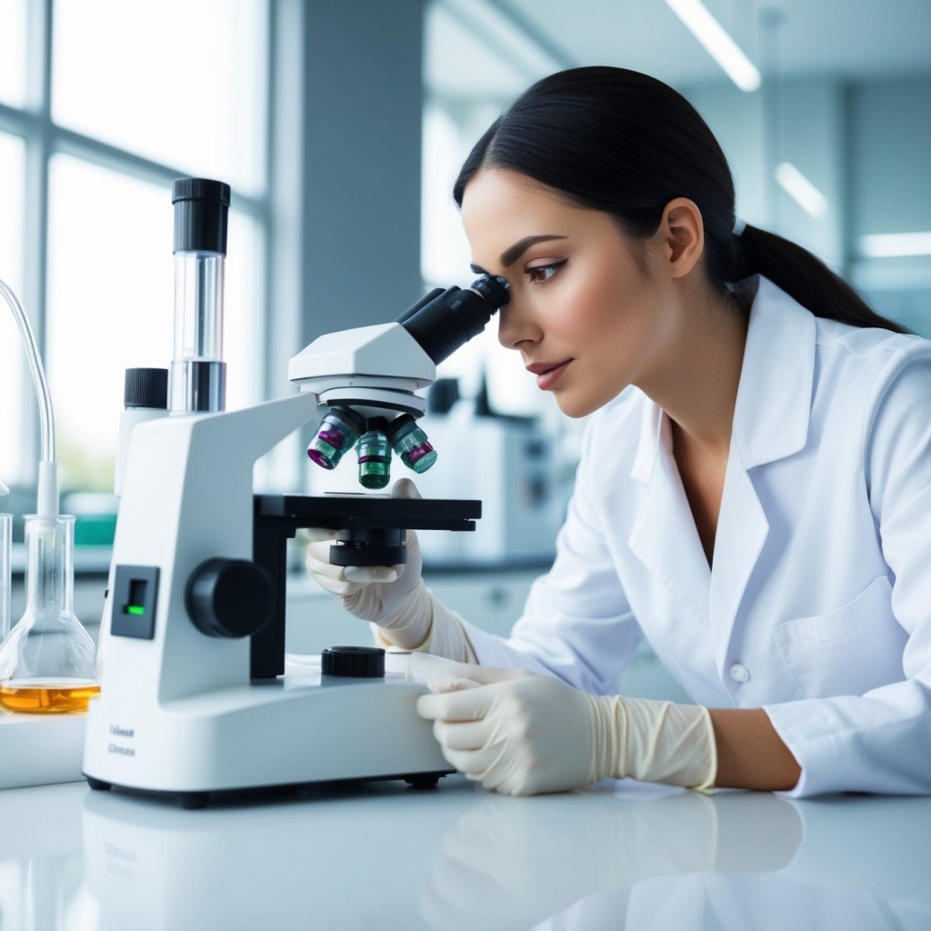 A scientist working in a modern laboratory,