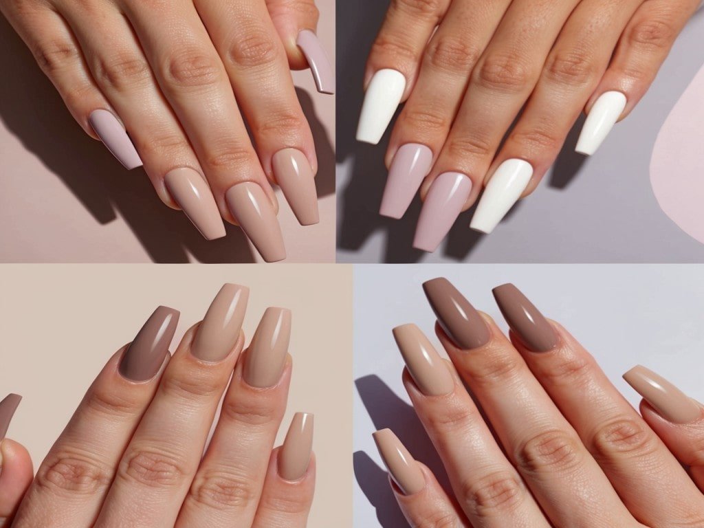 A side-by-side comparison of short, medium, and long coffin nails