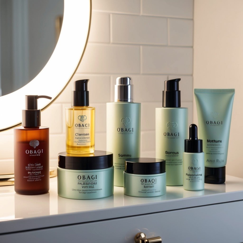 Obagi Skin Care products displayed on a vanity