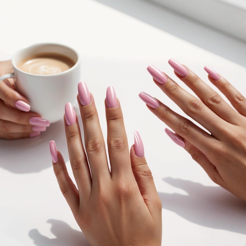 A set of perfectly manicured hands with stylish press-on nails