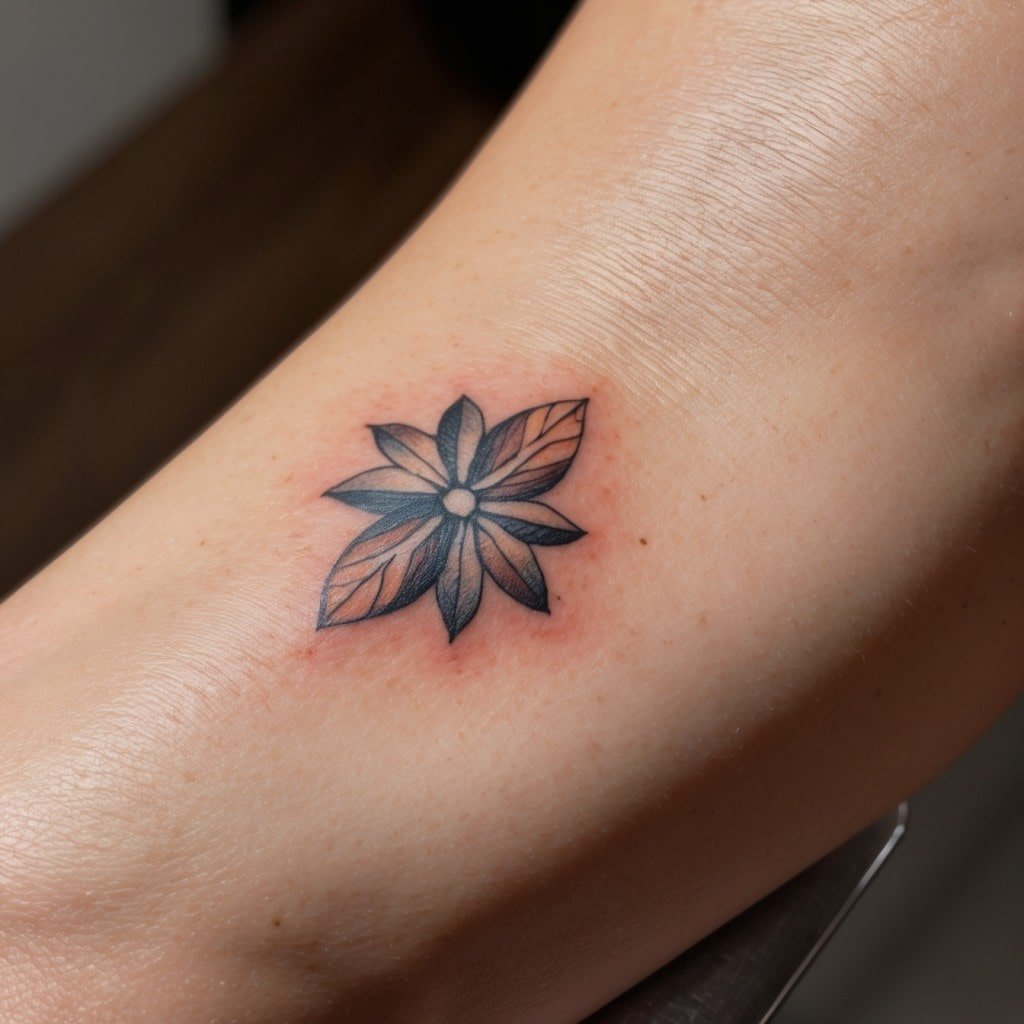 A healed tattoo on smooth skin with proper aftercare